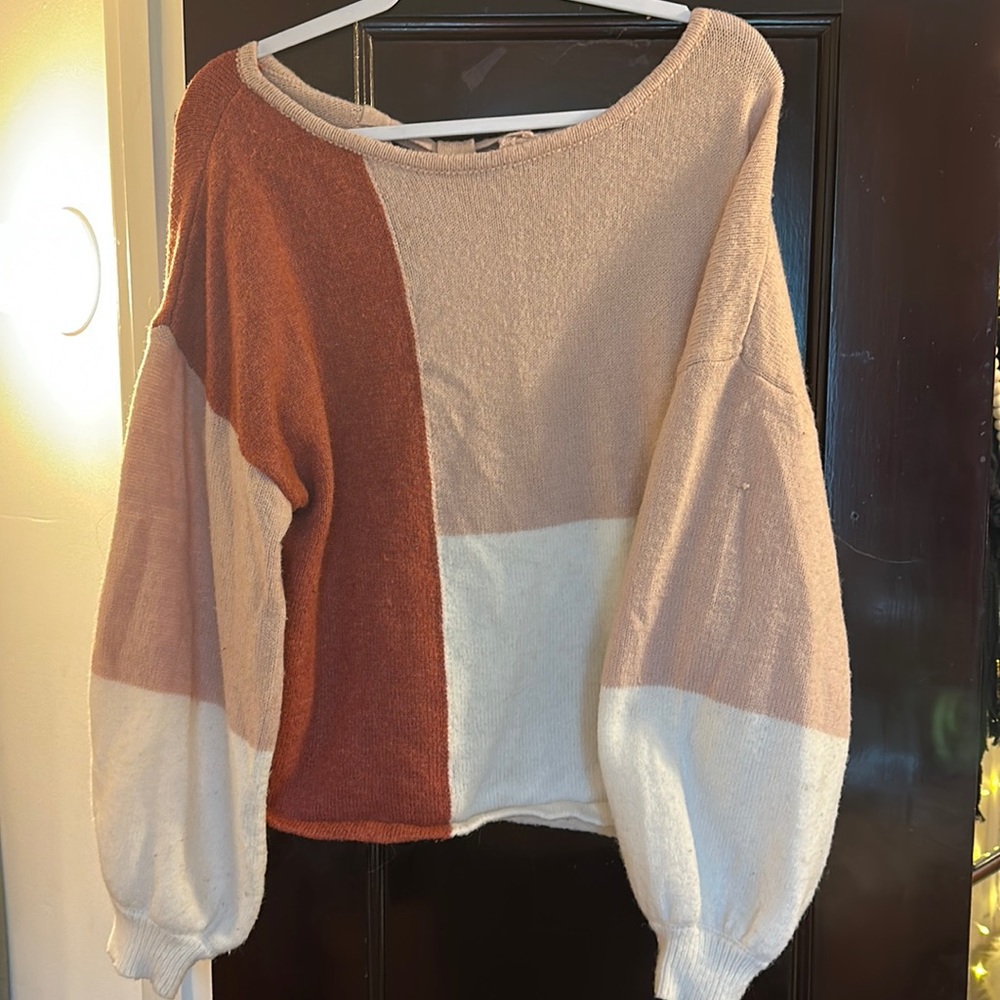Pink color block sweater